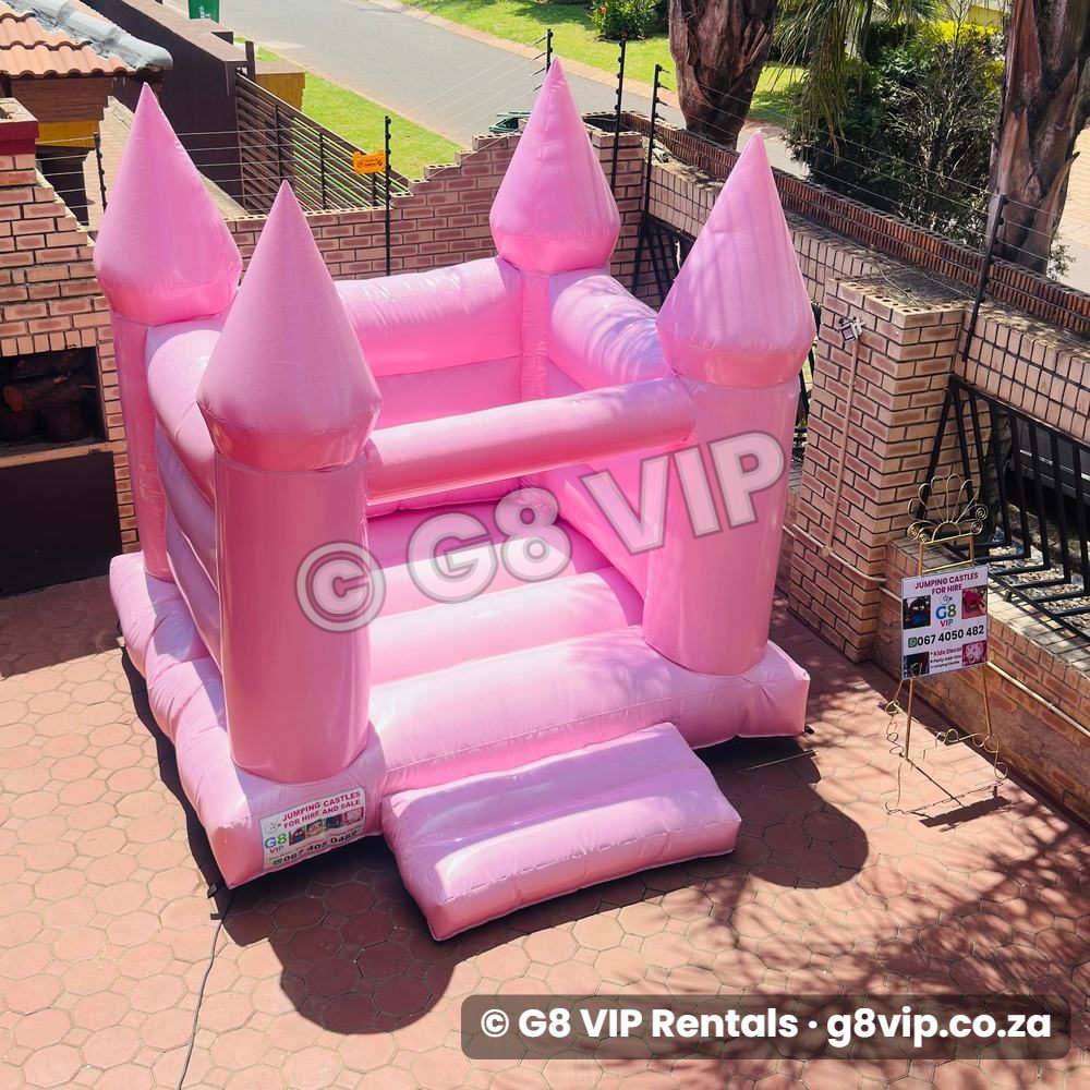 Pinky pink jumping castle - front view